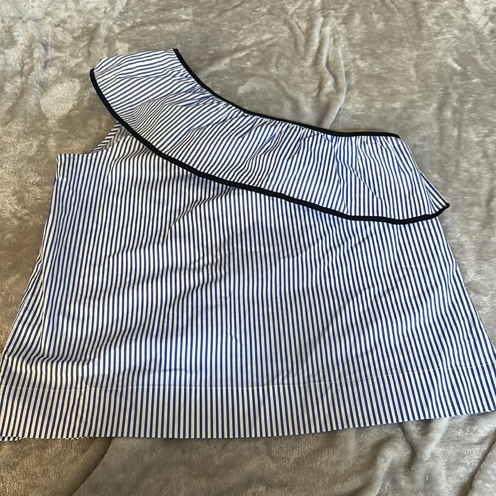 NWT J crew one shoulder striped top
